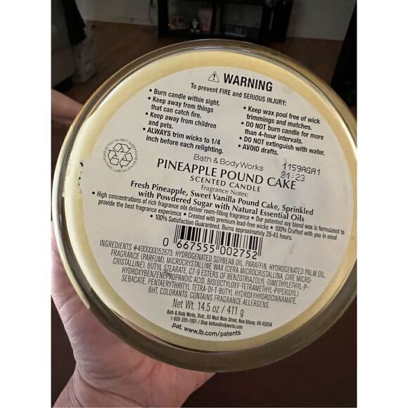 1 LEFT! White Barn Pineapple Pound Cake 3 Wick Candle - Picture 6 of 6